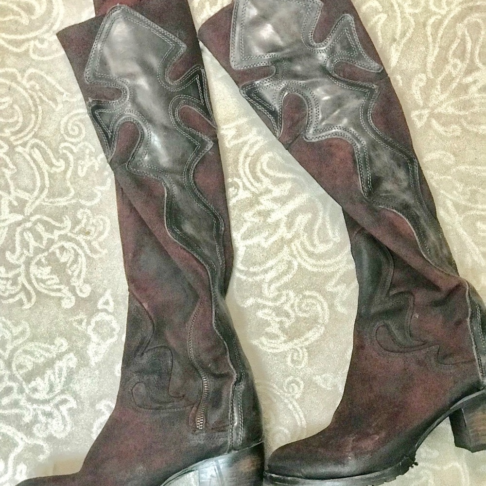 Freebird by Steven wine suede tall boots size 9